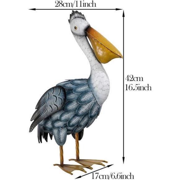 Pelican Outdoor Decor, 16.5" Coastal Ocean Bird Garden Statues & Sculptures - Picture 5 of 7